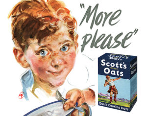 Scottish porridge advertisement from the Scott's Porage Oats company